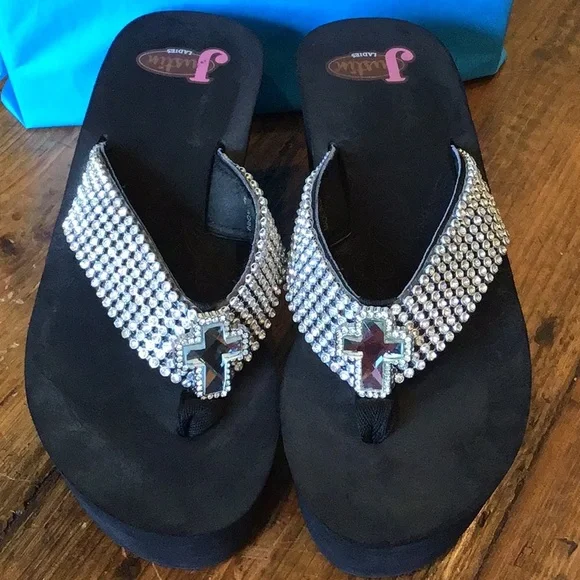 Justin Ladies Platform Sandals size 8 - Picture 2 of 13